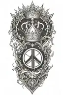 alchemy, peace, lightning, crown tattoo design idea