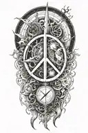 alchemy, peace, thunder, magic tattoo design idea
