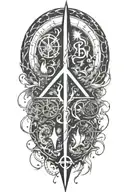 alchemy, peace, thunder, magic tattoo design idea