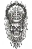 alchemy, peace, thunder, crown hanging tattoo design idea