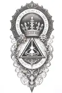 alchemy, storm, crown tattoo design idea