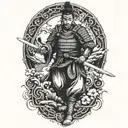 japan warrior wielding a sword tattoo design idea