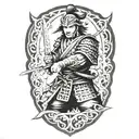 japan warrior wielding a sword tattoo design idea