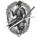 japan warrior wielding a sword tattoo design idea