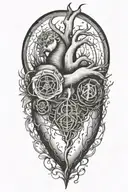 alchemy, peace, thunder inside a heart tattoo design idea