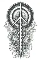 alchemy, peace, thunder, magic tattoo design idea
