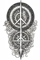 alchemy, peace, thunder, magic tattoo design idea