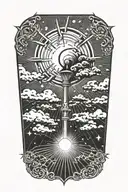 sun rays and lighting storm tattoo design idea