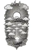 sun rays and lighting storm tattoo design idea