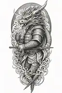 samurai, dragon tattoo design idea