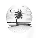 palm tree and sunset  tattoo design idea