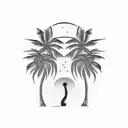 palm tree and sunset  tattoo design idea