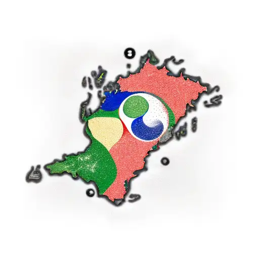 blended outline map of south  korea and new zealand with both countries colored in the  national flags tattoo design idea