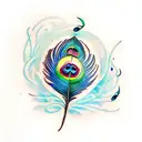 peacock feather with color and music  tattoo design idea