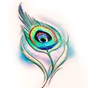 peacock feather with color and music  tattoo design idea
