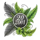 2001 birth year with ferns sticking tattoo design idea