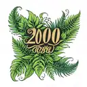 2001 birth year with ferns sticking tattoo design idea