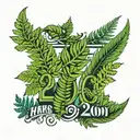 2001 birth year with ferns sticking tattoo design idea