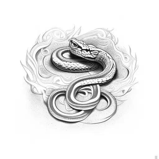 snake, mugiwara, fire tattoo design idea