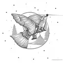 paragliding snow sking tattoo design idea