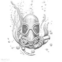 underwater diving  tattoo design idea