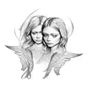 two 100 dollar bills with angels inside  tattoo design idea