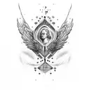 two 100 dollar bills with angels inside  tattoo design idea