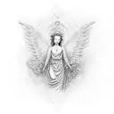 two 100 dollar bills with angels inside  tattoo design idea
