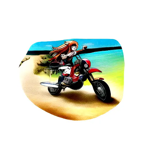 Mountain sun sea motorcycle  tattoo design idea