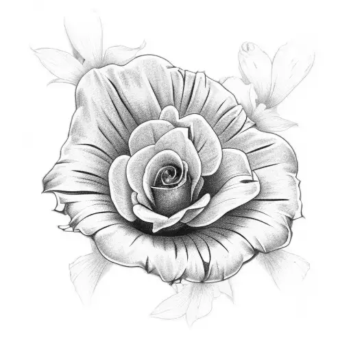 rose marigold daisy and morning glory tattoo design idea