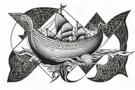 viking ship sailing tattoo design idea
