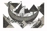 viking ship sailing tattoo design idea