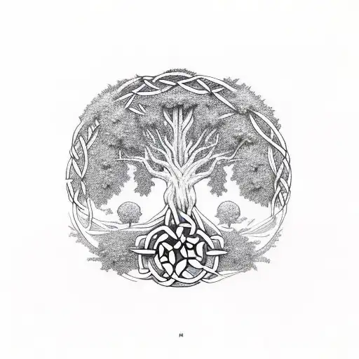 Celtic tree of life add word "Robert" "Suzette" "Evan"  tattoo design idea