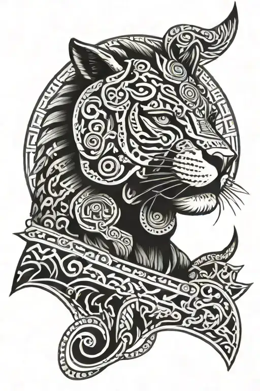 Mayan calendar and Mayan jaguar warrior tattoo design idea