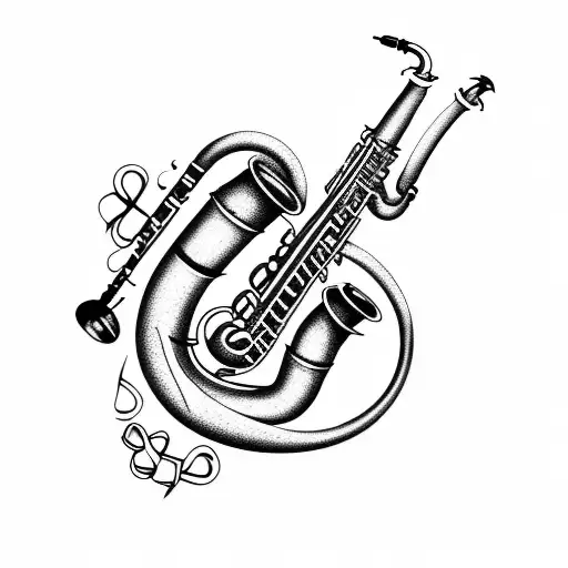 saxophone tattoo design idea