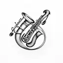 saxophone tattoo design idea