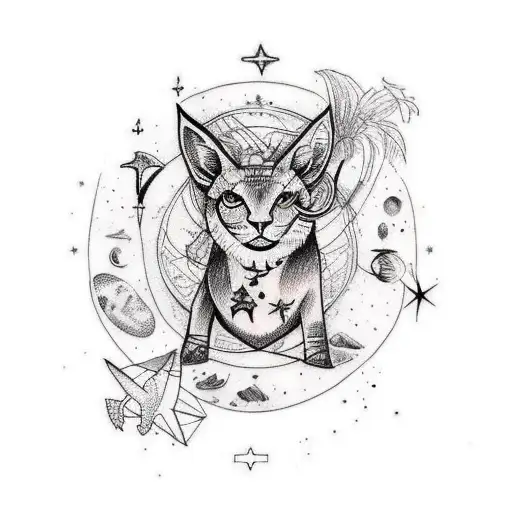 A nature-inspired sketch tattoo featuring astrology constellations tattoo design idea