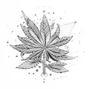 A mystical marijuana plant surrounded by astrological symbols tattoo design idea