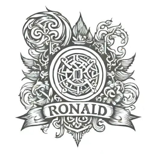 symbol made with the name Ronald  tattoo design idea