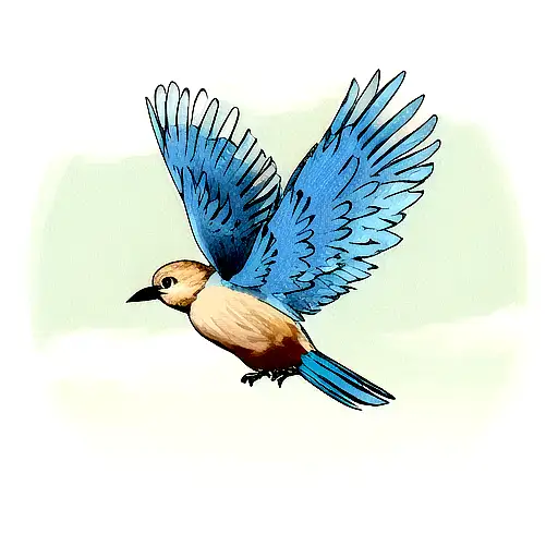 bird European roller flying on mountin tattoo design idea