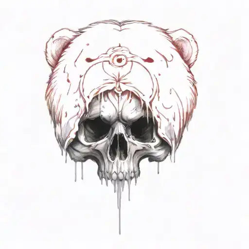 a bear with a skull on his head tattoo design idea