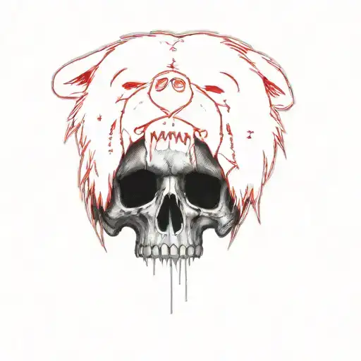 a bear with a skull on his head tattoo design idea