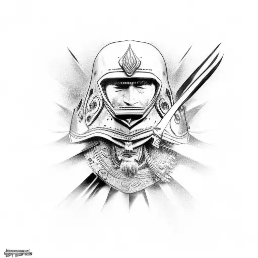 warrior raising his weapon tattoo design idea