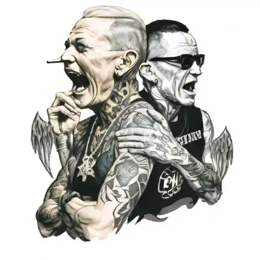 marie fredriksson with chester bennington singing tattoo design idea