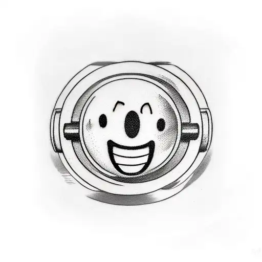 Smiley face with a weightlifting barbell tattoo design idea