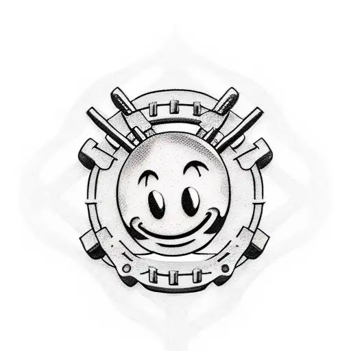 Smiley face with a barbell tattoo design idea