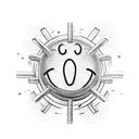 Smiley face with barbell mouth tattoo design idea