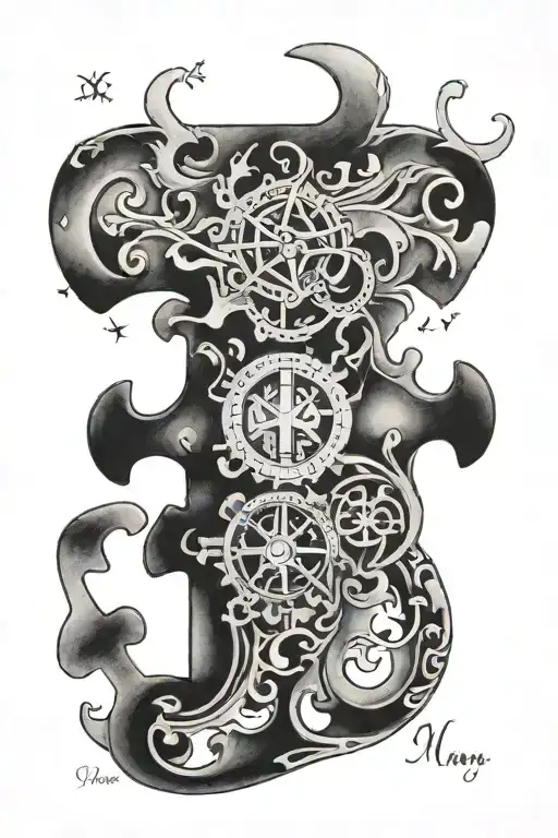 name unique Morgan Sydney Roman numerals birthdate autism puzzle piece lost tattoo design idea