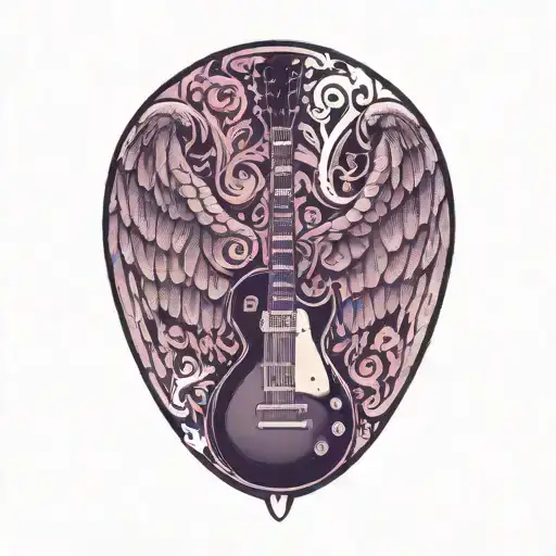 les paul guitar with wings tattoo design idea