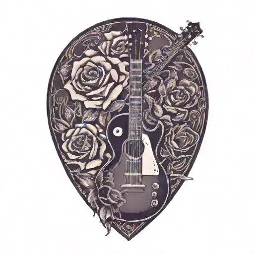 les paul guitar with roses tattoo design idea